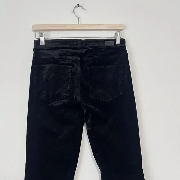 PAIGE Lou Lou Velvet Flare Pants Black Overdye Size 27 - Picture 6 of 9